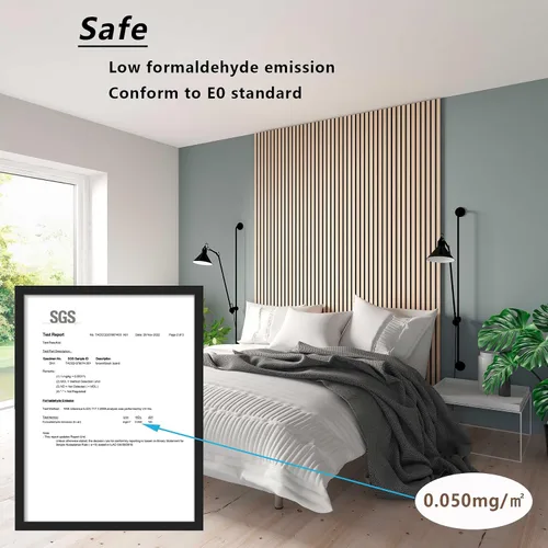 Vista 5 de Paneles acústicos de listones de madera de 4 piezas para una decoración elegante y reducción de ruido, panel texturizado 3D para techo y pared