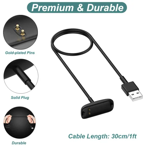 Vista 4 de Kissmart Inspire 3 Charger, cable de carga USB de repuesto para Fitbit Inspire 3 (1 pie/11.8 in)