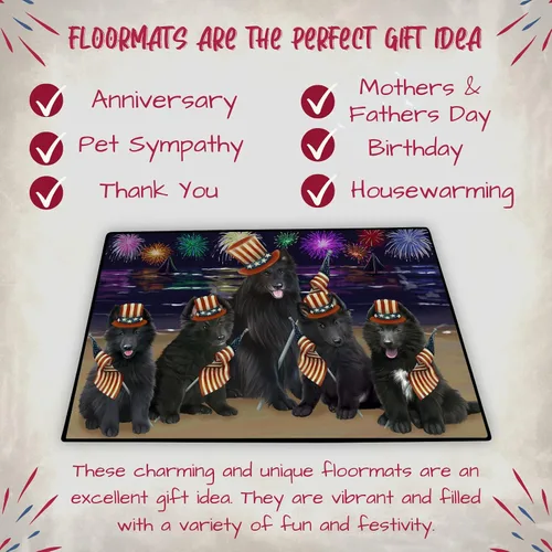Vista 7 de Doggie of the Day Belgian Shepherd Dogs Floor Mat - 4th of July Independence Day - Best Dog Doormat - Protector Decor - Unique Portrait Art