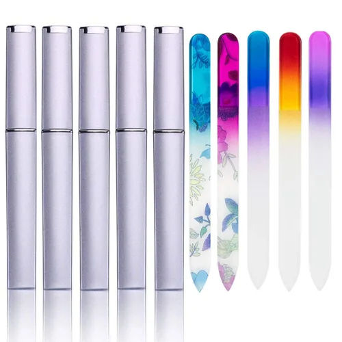 Vista 7 de Paquete de 5 limas de uñas de vidrio con estuche, limas de uñas de vidrio de doble cara, lima de uñas de vidrio de doble cara, juego de manicura