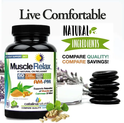 Vista 3 de El relajante muscular natural original AM-PM 24/7 natural día/noche grande 2,300 mg de fuerza máxima, más glicinato de magnesio - el embalaje puede