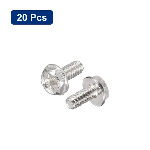 Vista 3 de uxcell Tornillos de cabeza hexagonal Phillips #6-32x5/16, 20pcs 304 de acero inoxidable hexagonal Phillips cabeza de brida hexagonal Tornillos