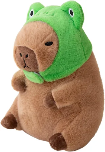 Vista 9 de Ditucu Bonita almohada de felpa Capybara naranja con mochila de tortuga, animales de peluche, juguetes de peluche Capibara, regalos para niños
