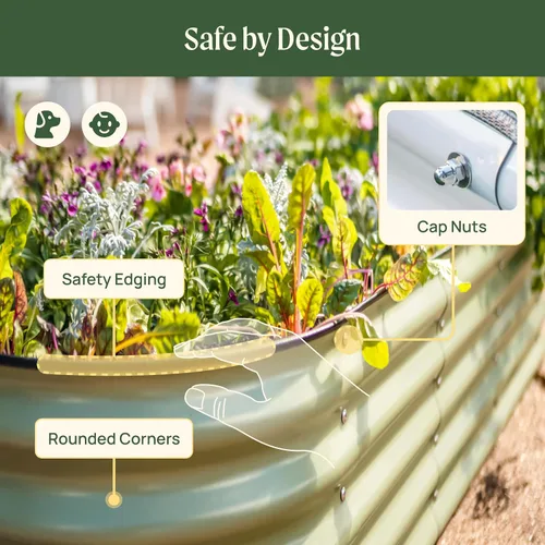 Vista 6 de Vego Garden Kits de cama de jardín elevada de 26" extra alta, caja de maceta elevada modular 4 en 1 para verduras, flores, frutas, cama de jardín