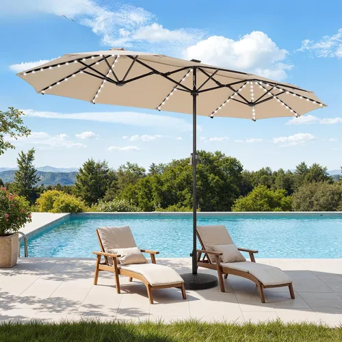 Vista 21 de HERA'S PALACE - Sombrilla de patio rectangular de 13 pies, sombrilla grande para exteriores con manivela, sombrilla de mesa para patio con potente