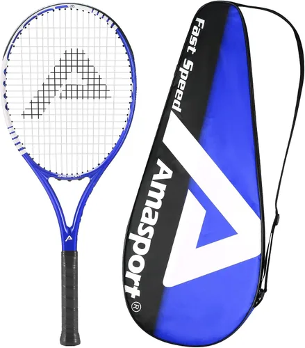 Vista 16 de AMA SPORT Adult Tennis Racket - Pre-Strung Light Balance 27 inch Tennis Racquet for Women and Men Grip Size 2-4 1/4