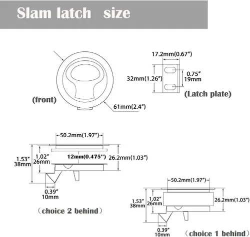 Vista 7 de Slam Latch - Pestillo empotrado de 2 pulgadas, mango de plástico blanco para puerta de escotilla de gabinete en caravana, barco, cámper, remolque
