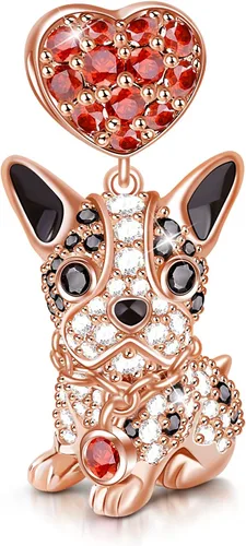 Vista 24 de GNOCE Dije de cuentas de perro para mujer, collar de plata para ella, regalo de joyería Perro Collie de 2 órdenes