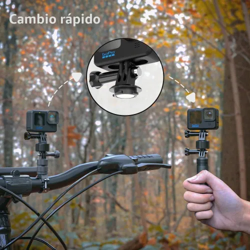 Vista 2 de Accesorios magnéticos para GoPro, base de liberación rápida para bicicleta, selfie stick, monopie, soporte de trípode, compatible con GoPro Hero