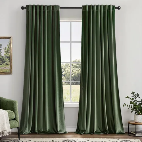 Vista 11 de EMEMA Cortinas de terciopelo negro, 2 paneles de 40 x 63 pulgadas de largo, bolsillo trasero para barra