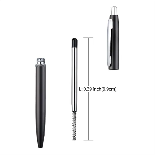 Vista 4 de ChaoQ 6 bolígrafos retráctiles de metal, para regalo, negocios, oficina, tinta negra de punta media de 1.0mm, 12 repuestos extra reemplazables