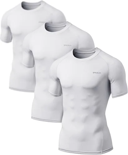 Vista 2 de TSLA - Paquetes de 1 o 3 camisetas de compresión para hombre, FPU 50+, de secado rápido, de manga corta, camiseta de entrenamiento atlético