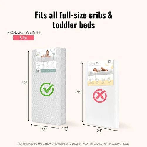 Vista 3 de Dream On Me Carousel 6” Firm Fiber Crib & Toddler Bed Mattress, Waterproof Cover, Greenguard Gold Certified, Fits All Full-Size Cribs & Toddler
