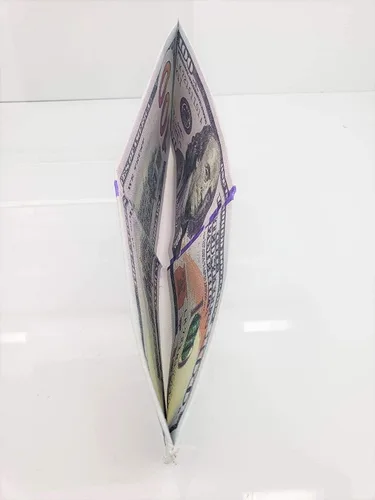 Vista 5 de Billetera de dinero de $100. Billete de cien dólares impreso biplegable, grande (7.5") divertido Big Bucks Novedad