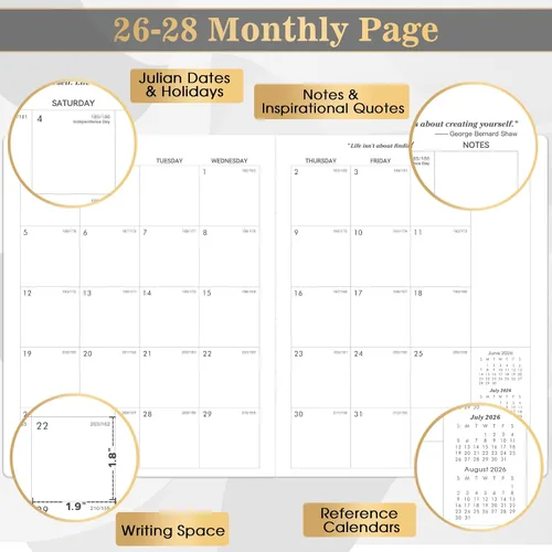 Vista 3 de Agenda mensual 2026-2027, calendario de 2 años 2026-2027, enero 2026 a diciembre 2027, 9 x 11 pulgadas, agenda de 24 meses con cubierta en relieve