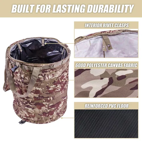 Vista 2 de Raptor Series OFFGRID - Papelera plegable, reutilizable, para viajes al aire libre, camuflaje