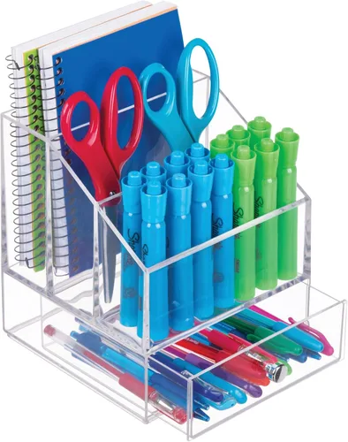 Vista 6 de iDesign Clarity - Organizador de paleta de cosméticos con cajón para tocador o gabinete para guardar maquillaje, productos de belleza, accesorios