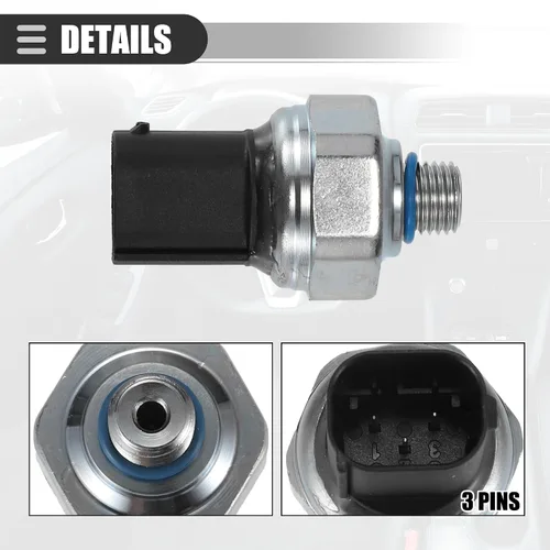 Vista 4 de Motoforti Válvula transductora de presión A/C, interruptor del sensor de presión, para BMW 128i 2008-2013, metal, negro