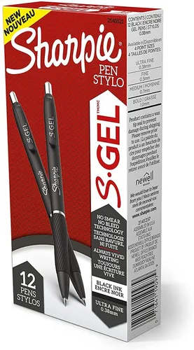 Vista 5 de SHARPIE S-Gel, bolígrafos de gel, barril de metal elegante, plomizo, punta media (0.028 in), tinta negra, 4 unidades y S-Gel, bolígrafos de gel