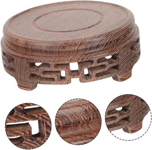 Vista 5 de DECHOUS Soporte de exhibición para taza de té, soporte de maceta para el hogar, maceta de madera, escritorio, 4 uds