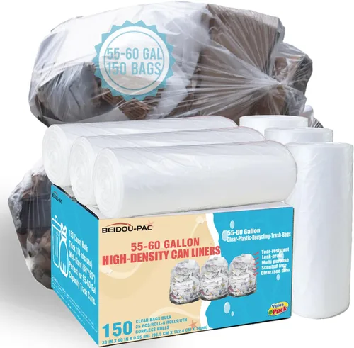 Vista 13 de BEIDOU-PAC Bolsas de basura de 2 a 4 galones, 400 unidades a granel, bolsas de reciclaje de plástico transparente, pequeñas bolsas de basura