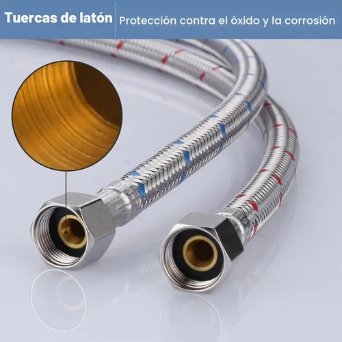 Vista 5 de Líneas de suministro de grifo de 3/8 a 3/8 pulgadas rosca de compresión hembra 1 par, manguera de grifo ARCORA de 9 pulgadas conecta el fregadero