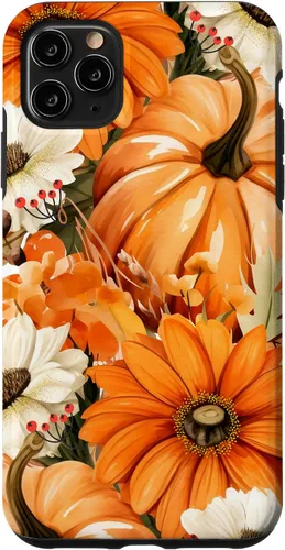 Vista 13 de Funda con temática de otoño para iPhone 16, diseño de calabaza, niña, mujer, diseño vintage de otoño