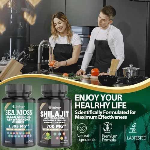 Vista 3 de Himiyer Paquete de 2 unidades de bienestar definitivo: aumenta la energía, la inmunidad y la función cerebral con 7000 mg de musgo marino, 4000 mg