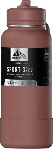 Vista 32 de Hydrapeak Botella de agua deportiva aislada de 32 onzas con tapa con popote, a prueba de fugas y derrames, mantiene las bebidas frías durante 24