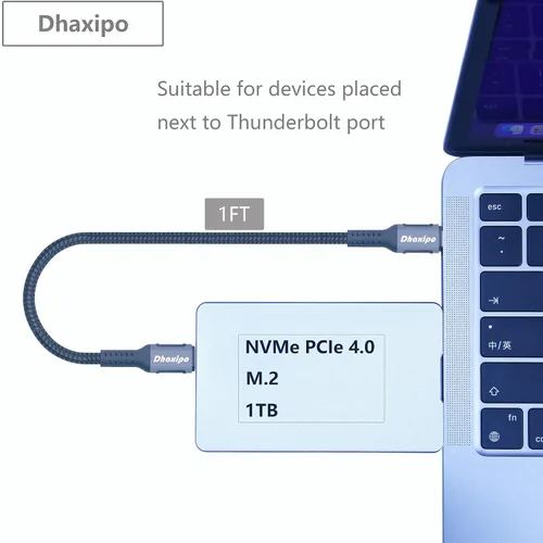 Vista 2 de Cable USB 4 para Thunderbolt 4 de 1.0 ft/1 pie, transferencia de datos de 40 Gbps con 240 W y 4K a 144 Hz 5K @ 60 Hz o 8K a 30 Hz, compatible