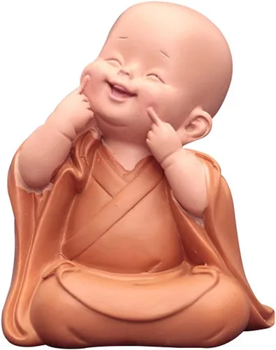 Vista 13 de Mini pequeña estatua de Buda monje, escultura de resina de monje tallada a mano, estatua de Buda monjes, adornos decorativos, linda figura