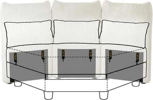 Vista 3 de LLappuil Respaldo grande para sofá modular modular con ángulos ajustables, caja D, solo compatible con caja C, pana beige Tool Free Assembly