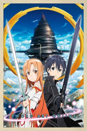 Vista 7 de Trends International Sword Art Online - Póster de pared Key Art 1, 14.72 x 22.37 pulgadas, versión enmarcada de madera de granero