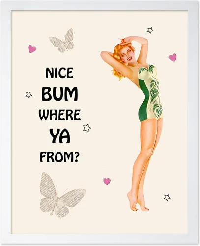 Vista 56 de Poster Master Pin Up Girl Poster - Better Late Than Ugly Print - Butterfly Art - Modern Art - Trendy Art - Gift for Men & Women - Funny Decor for