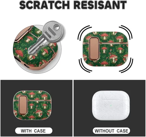 Vista 3 de Funda de plástico compatible con Airpods Pro 2, hongos de puntos rojos, piel protectora con bloqueo