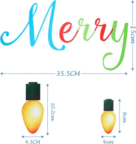 Vista 5 de 91 calcomanías de pared de Navidad, PVC, luces de Feliz Navidad, bombillas de pared para decoración de Navidad