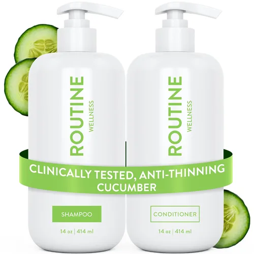 Vista 15 de Routine Wellness Set de champú y acondicionador antiadelgazamiento para el cabello adelgazante, bloqueador de biotina DHT para mujeres y hombres