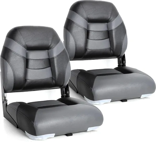 Vista 9 de Asiento plegable marino de respaldo bajo premium, tornillos de acero inoxidable incluidos
