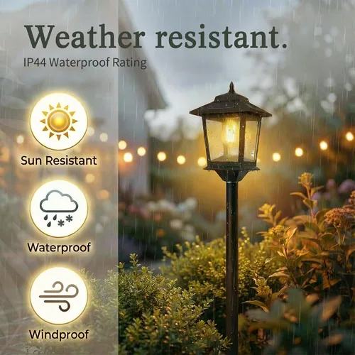 Vista 4 de Solar Post Lights Outdoor, 2-Pack 63" Solar Lamp Posts Waterproof with 1 Replaceable Bulb, Warm White Dusk to Dawn Pole Lights for Garden, Patio