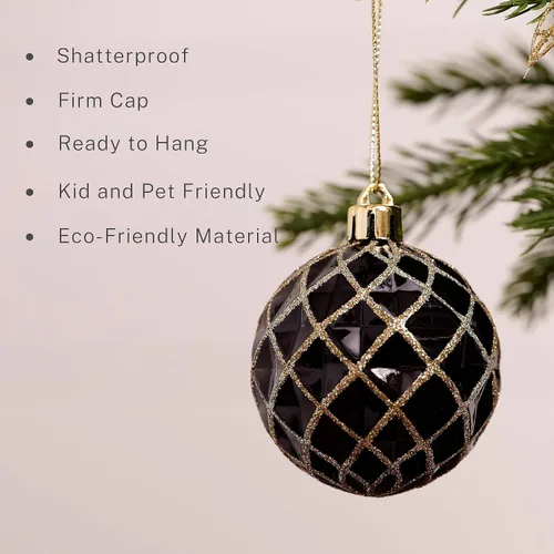 Vista 4 de DecorbyHannah - Adornos de Navidad de oro negro de 20 quilates, decoración Negro dorado