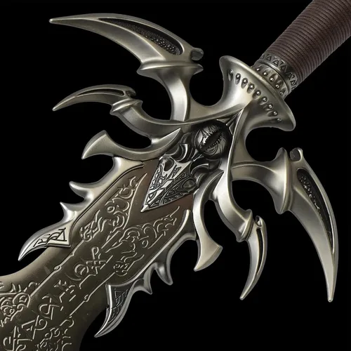 Vista 6 de Kit Rae Vorthelok Dark Edition Fantasy Sword - Hoja de acero inoxidable, envoltura de cordón de algodón encerado, empuñadura de metal fundido