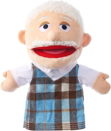 Vista 17 de 1 pieza de marionetas de mano familiares de 12 pulgadas, abuelos, mamá y papá, hermano y hermana, marionetas de mano de peluche para niños, juguetes