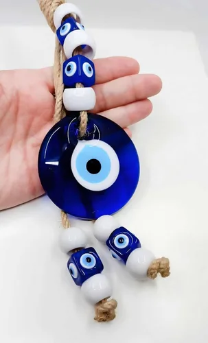 Vista 7 de Amuleto de cristal azul de nazar de mal de ojo de buena suerte, adorno colgante hecho a mano para el hogar, oficina, decoración del automóvil