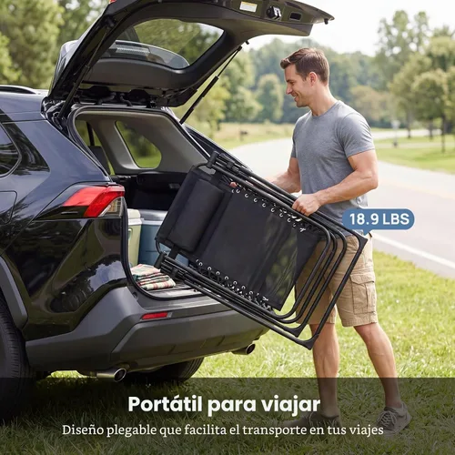 Vista 5 de DUMOS Silla de gravedad cero, silla de descanso para exteriores con bandeja Negro