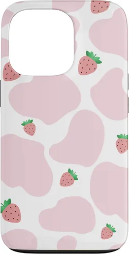Vista 10 de Baby Pink Cow Print Pattern Cute Strawberry Cow Animal Gift Case for iPhone 17