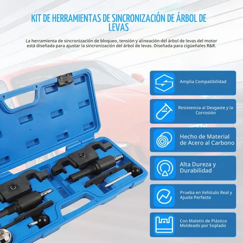 Vista 2 de CMTOOL Kit de herramientas de sincronización de alineación de bloqueo de tensión del árbol de levas del motor compatible con Porsche Cayenne