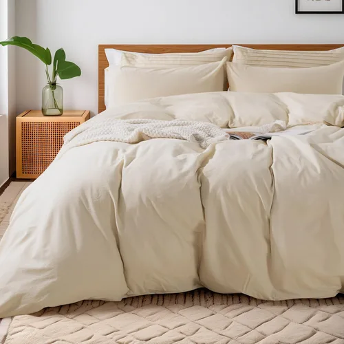Vista 63 de NEXHOME PRO Funda de edredón Twin XL 100% algodón lavado, transpirable, duradera, texturizada, similar al lino, juego de ropa de cama para el hogar