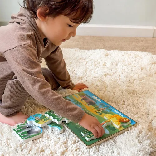 Vista 2 de Big Discoveries Rompecabezas de madera – Rompecabezas de madera de animales para niños pequeños de 2 años en adelante Rompecabezas de aprendizaje
