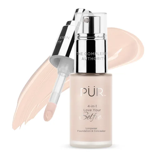 Vista 35 de PÜR MINERALS 4-in-1 Love Your Selfie Foundation & Concealer - Longwear Medium-to-Full Coverage Liquid Makeup Foundation with Hydrating Blend for