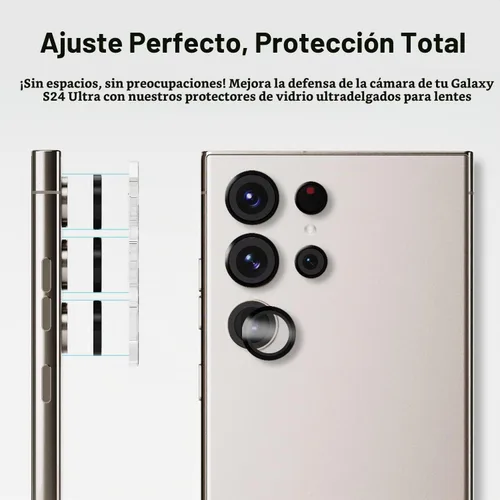 Vista 3 de [Tipo de anillo de cámara domo] Protector de cámara Galaxy S24 Ultra de Whitestone [instalación de un toque] - Paquete de 2 compatibles con Galaxy